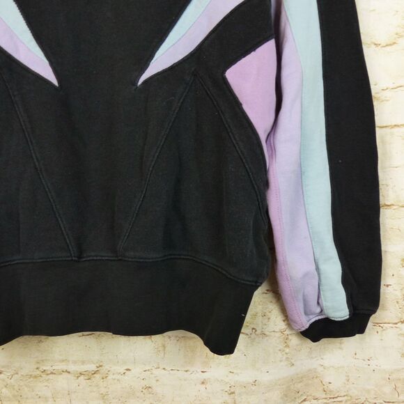 Hypland Sweatshirt Mens S Black Pastel Color Block Panels Pockets Crewneck 90s - Picture 12 of 15